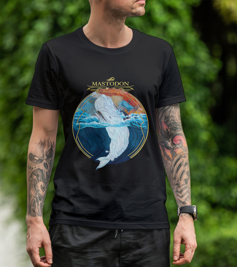 Mastodon Leviathan Moby Dick Whale Sea Battle T-Shirt