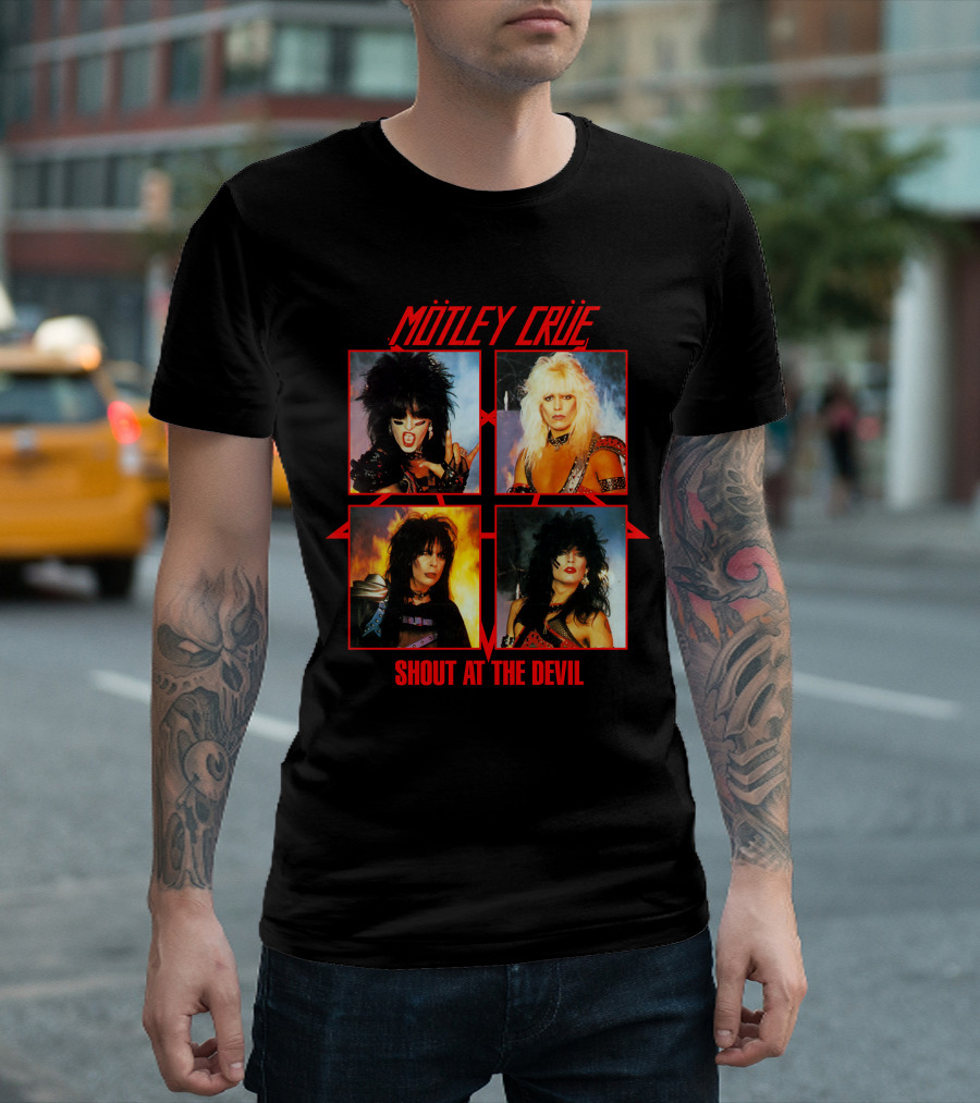 Mötley Crüe Shout At The Devil Album Cover Art Band Members T-Shirt