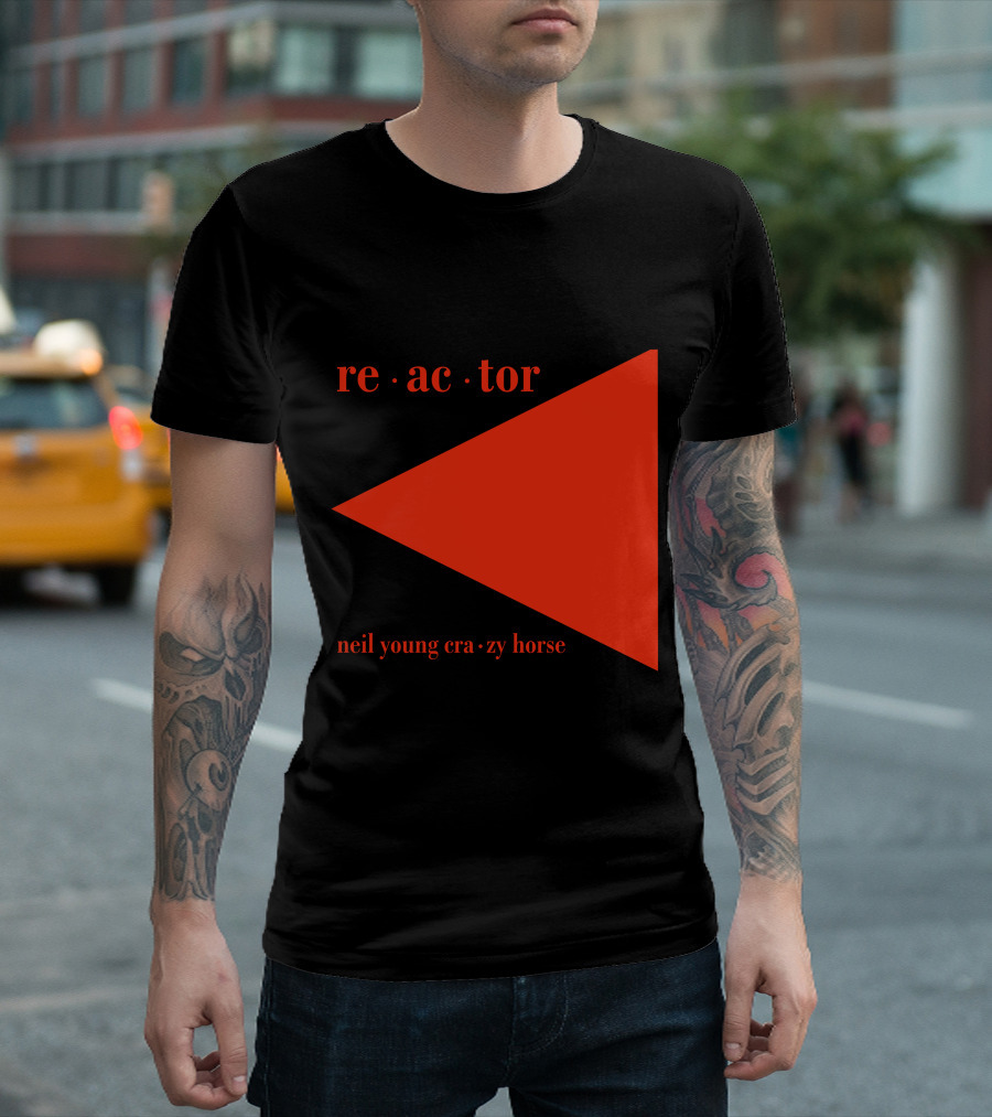 Reactor Neil Young Crazy Horse Red Triangle On Black T-Shirt