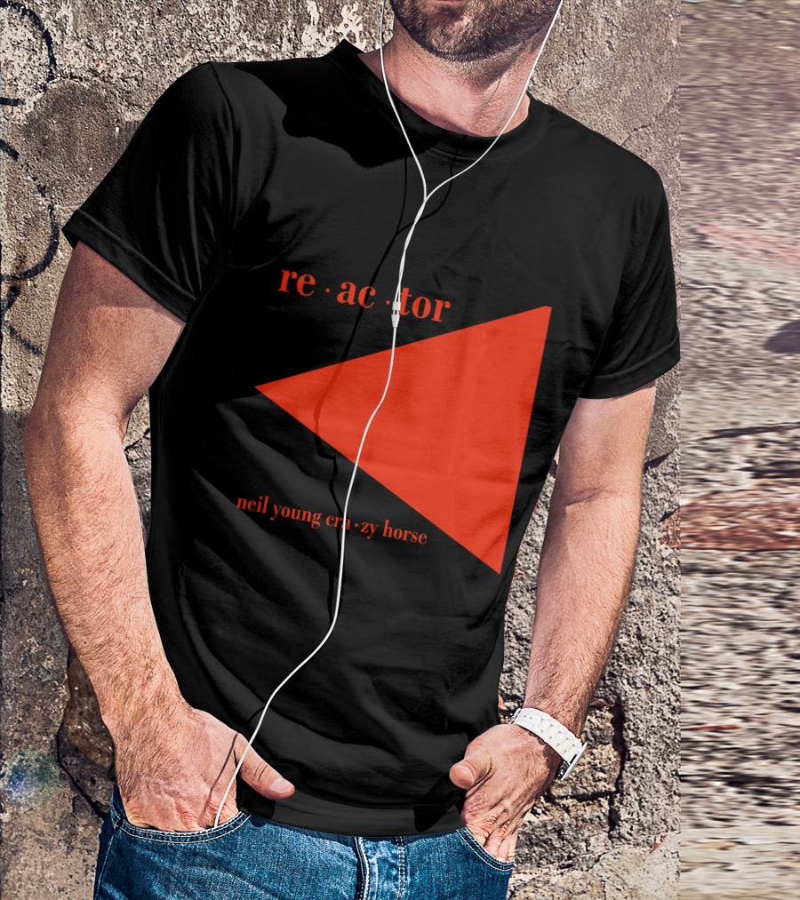 Reactor Neil Young Crazy Horse Red Triangle On Black T-Shirt