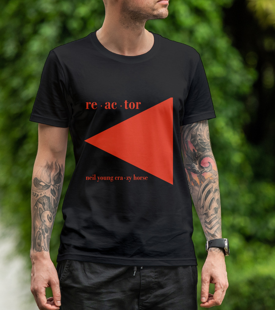 Reactor Neil Young Crazy Horse Red Triangle On Black T-Shirt