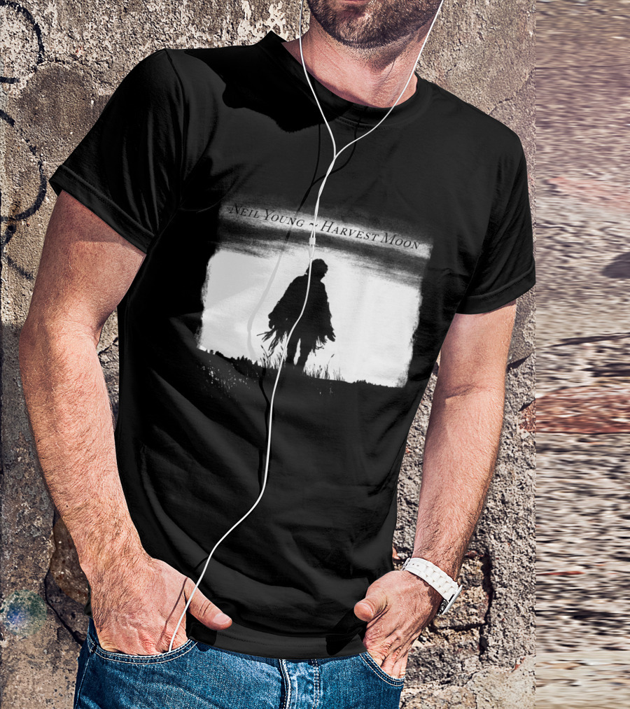 Neil Young Harvest Moon Silhouette Dark Horizon Scene T-Shirt