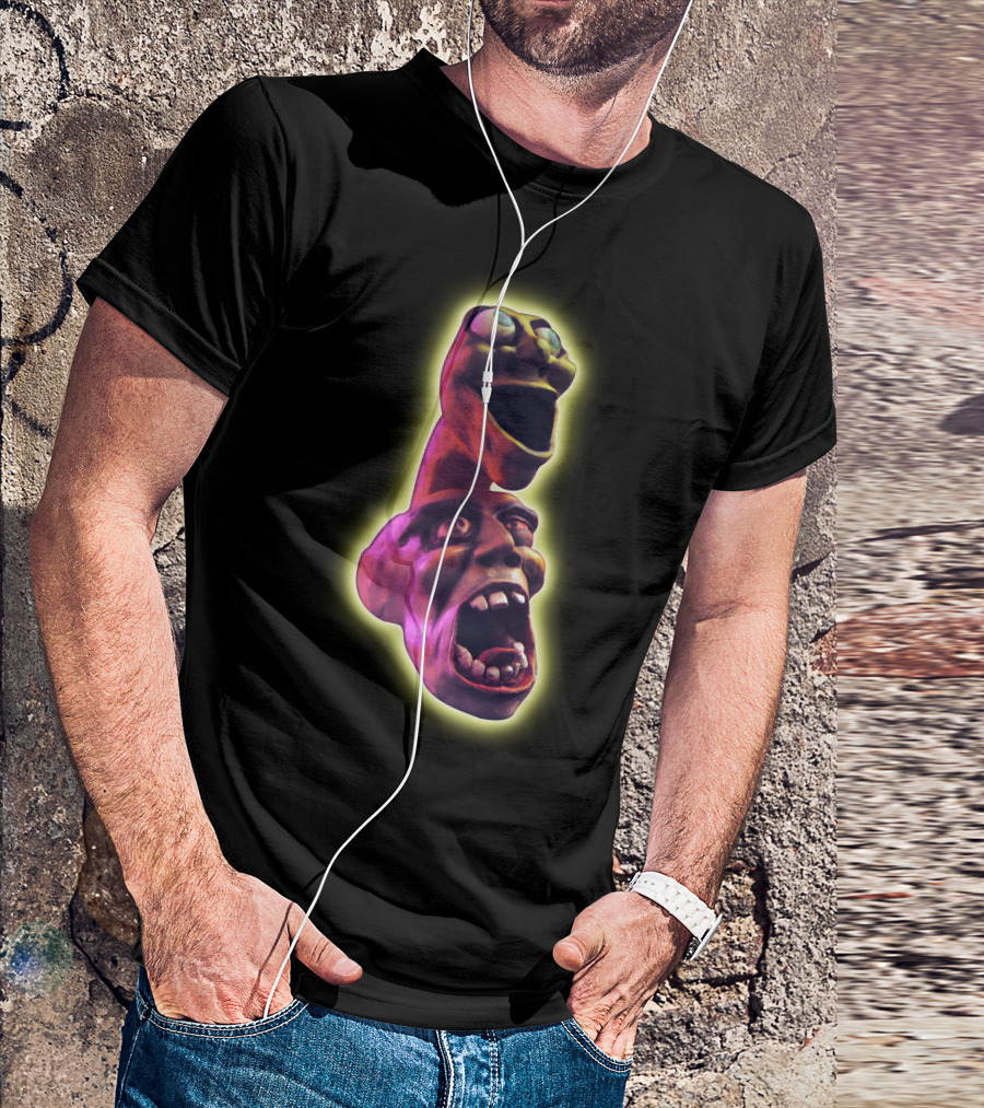 Distorted Screaming Faces Neon Glow T-Shirt
