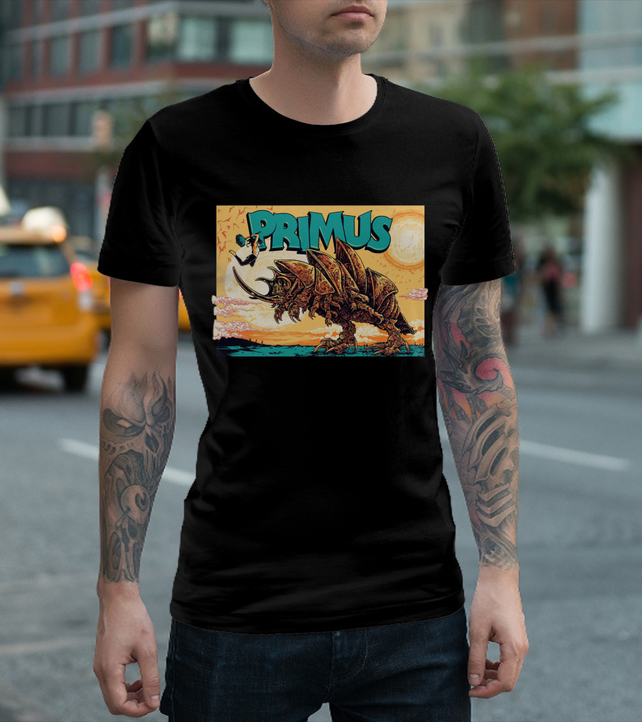 Primus Giant Insect Soldier With Suitcase Walking Into Sun T-Shirt