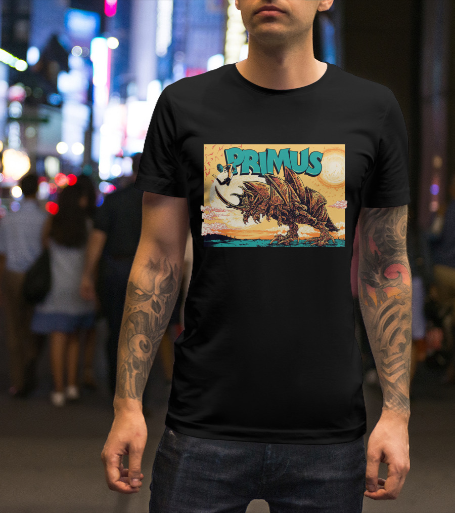 Primus Giant Insect Soldier With Suitcase Walking Into Sun T-Shirt