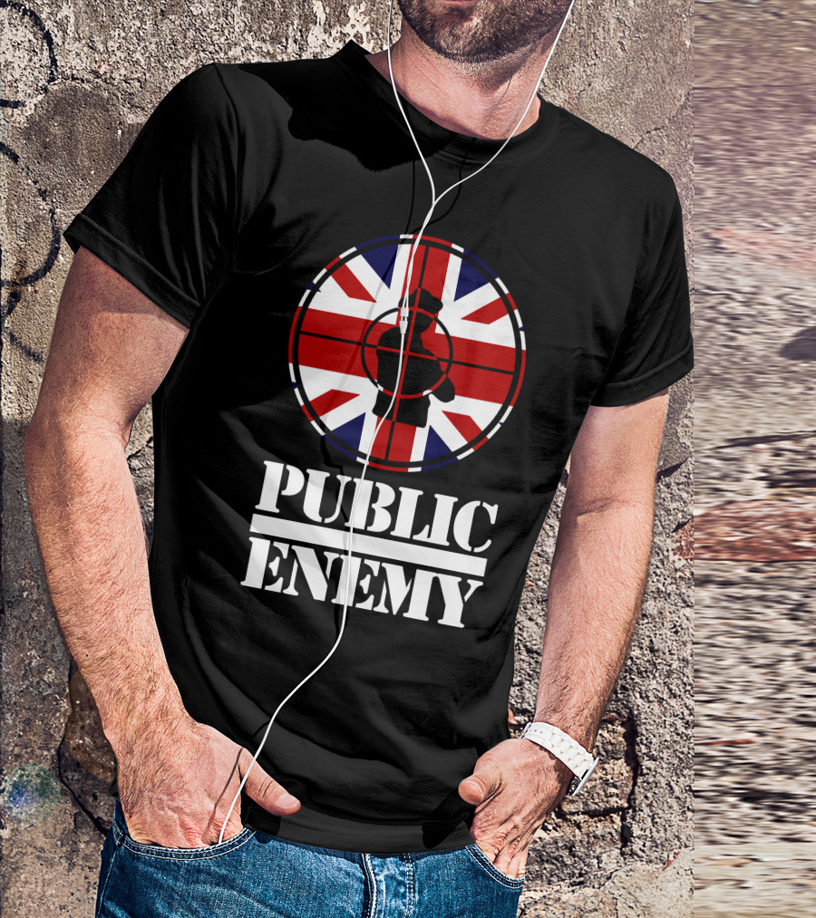 Public Enemy Target Silhouette Uk Flag T-Shirt