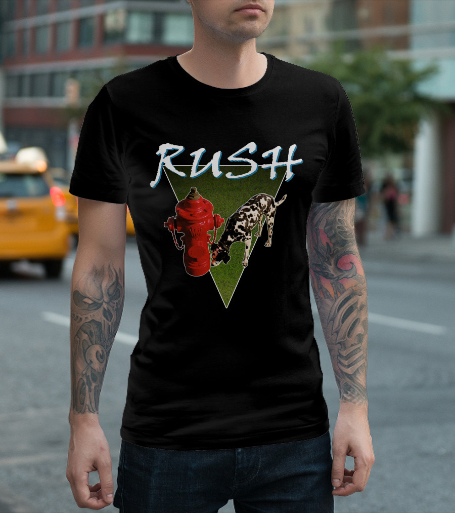 Rush Red Fire Hydrant Dalmatian Triangle T-Shirt