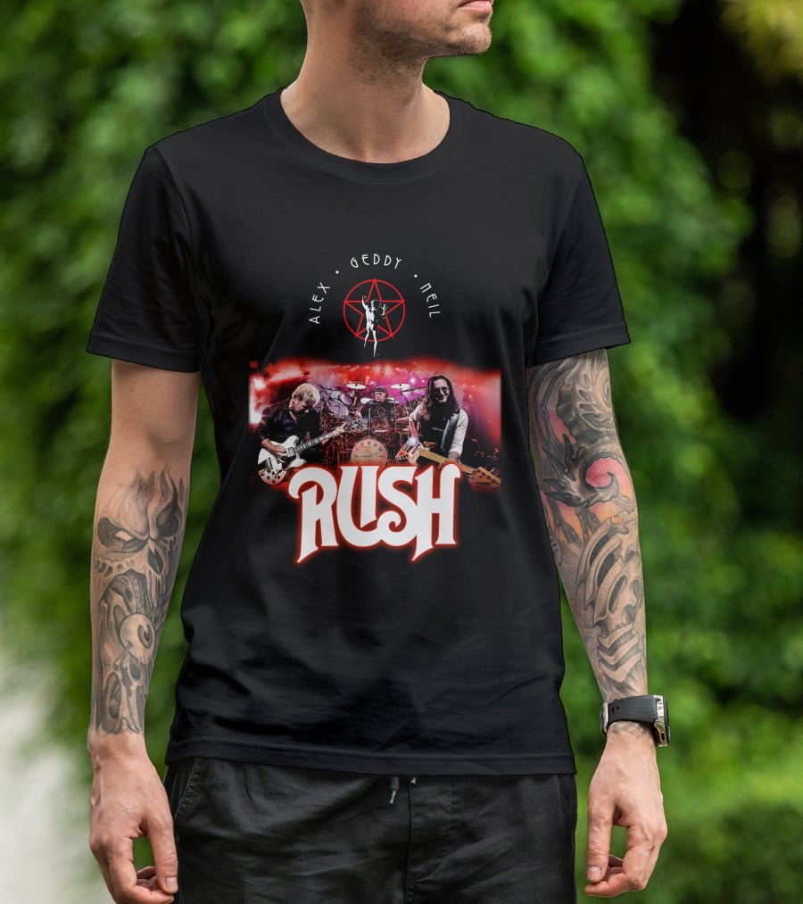 Rush Alex Geddy Neil Live Performance Iconic Band T-Shirt