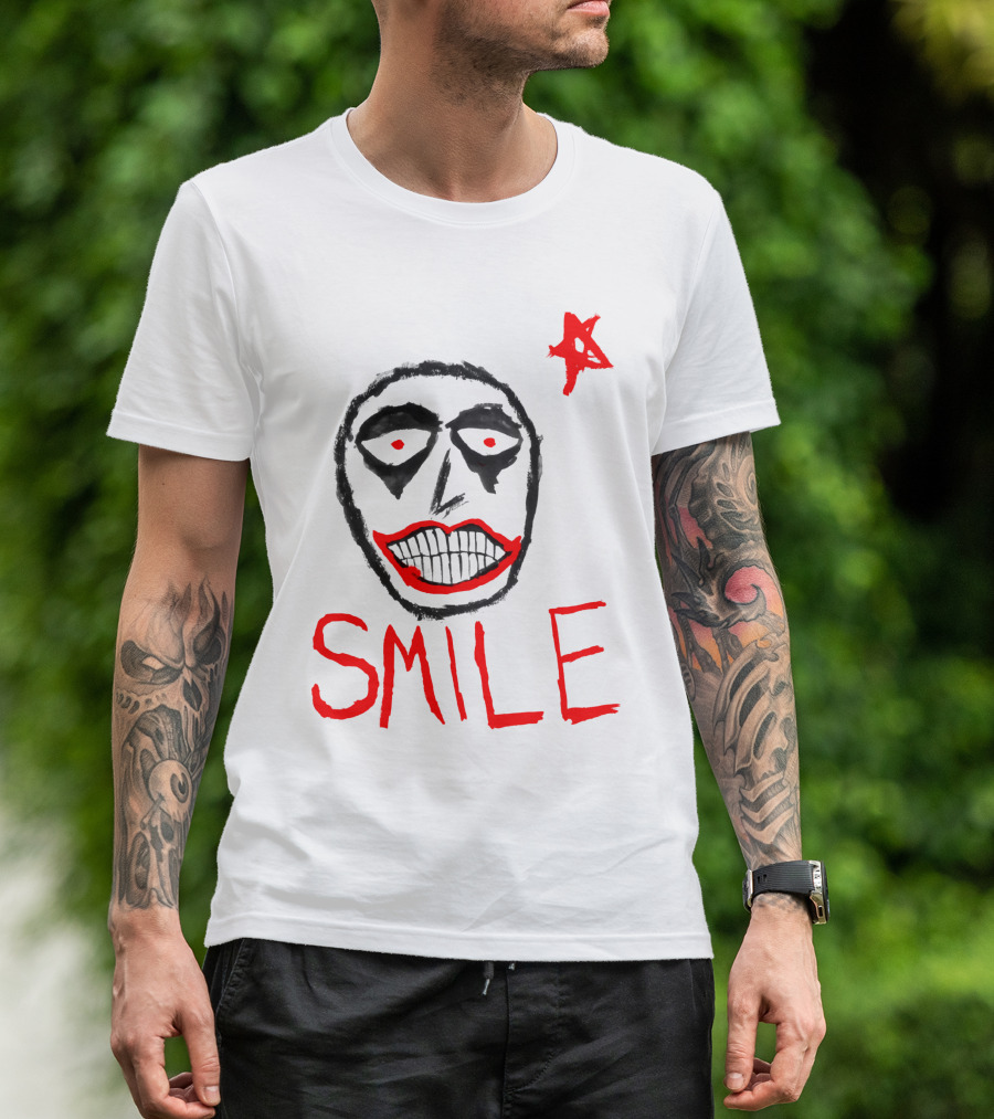 Smile Face Drawing With Red Star T-Shirt