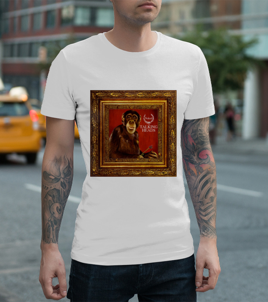 Naked Talking Heads  Chimpanzee Portrait With Crown Wreath Elements T-Shirt