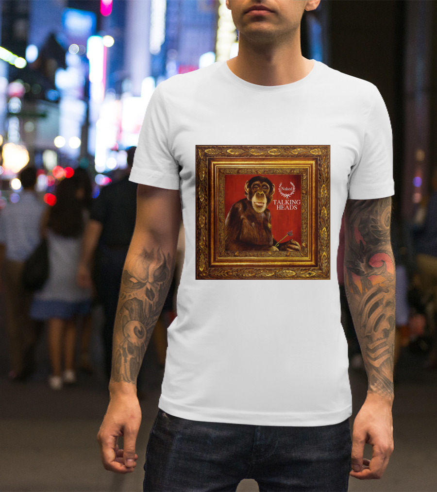 Naked Talking Heads  Chimpanzee Portrait With Crown Wreath Elements T-Shirt