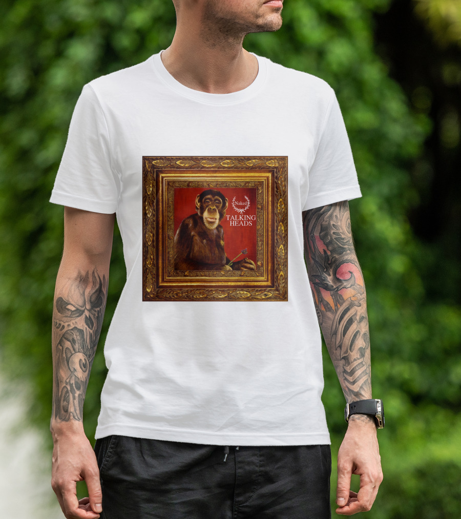Naked Talking Heads  Chimpanzee Portrait With Crown Wreath Elements T-Shirt