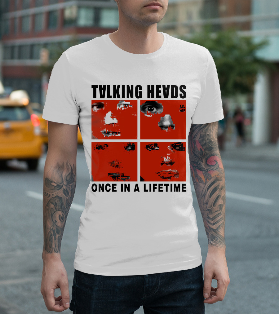 Talking Heads Once In A Lifetime Faces Red Squares T-Shirt