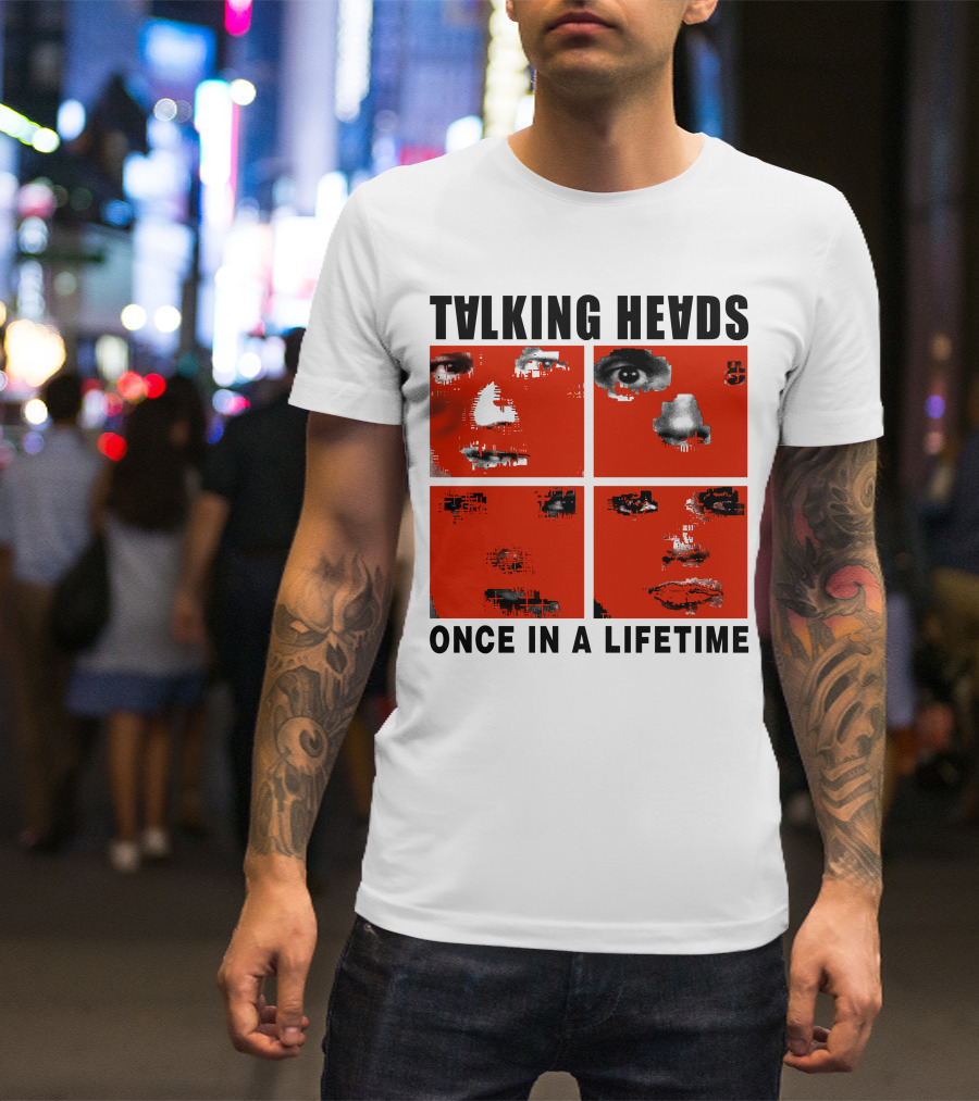 Talking Heads Once In A Lifetime Faces Red Squares T-Shirt