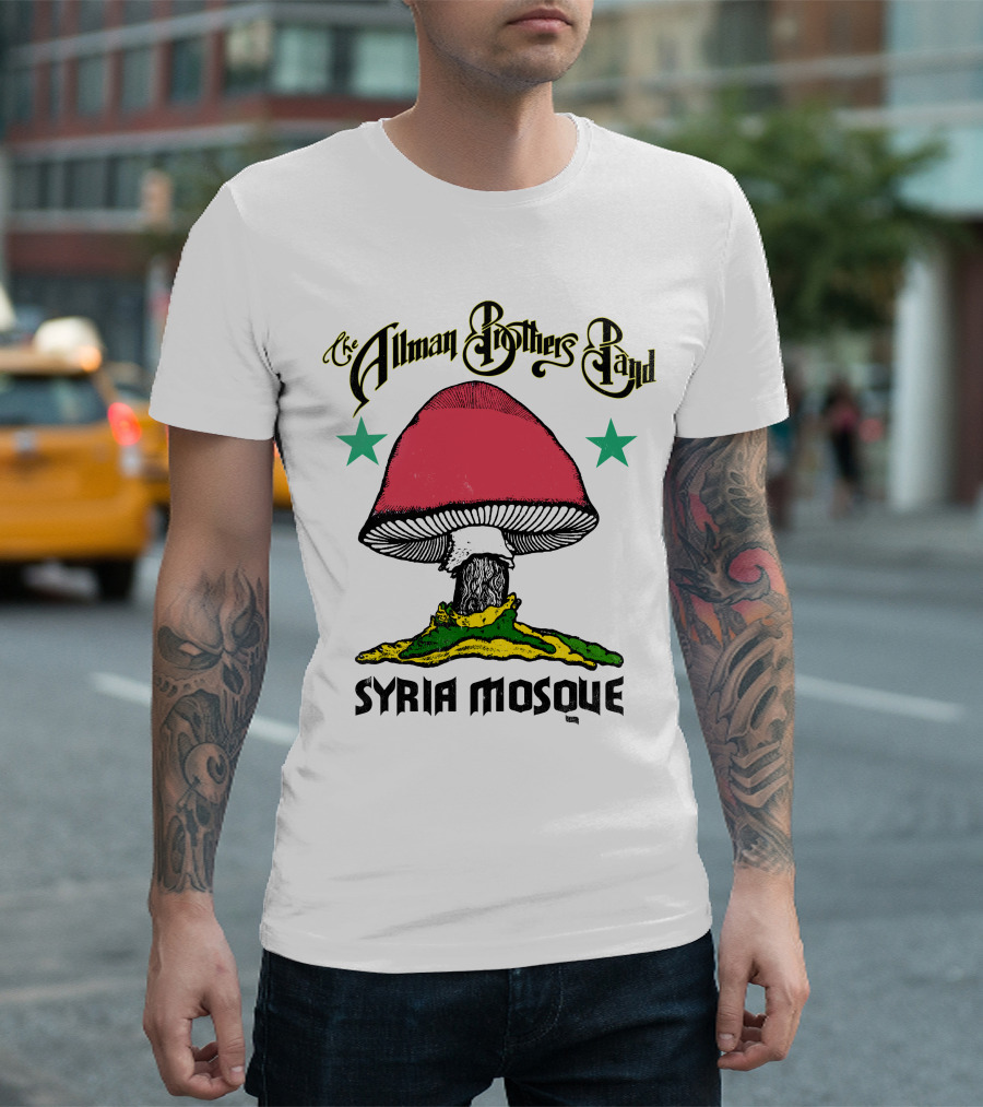The Allman Brothers Band Syria Mosque Peace Sign Mushroom T-Shirt
