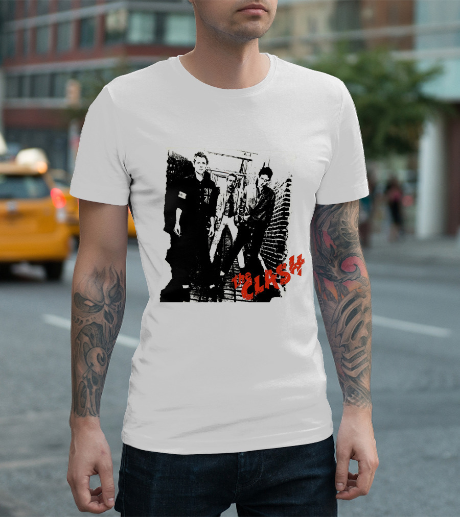 The Clash Punk Band Graphic With Union Jack Patch T-Shirt