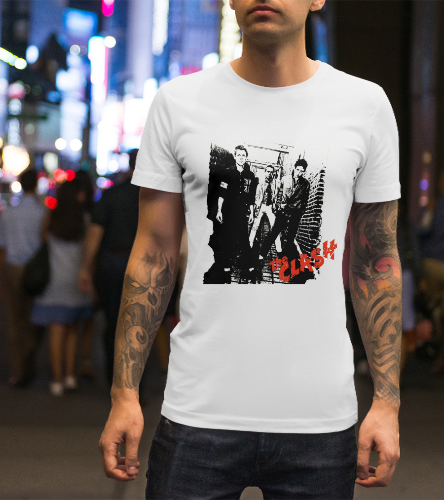 The Clash Punk Band Graphic With Union Jack Patch T-Shirt
