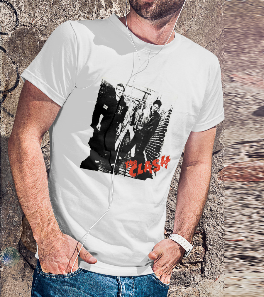 The Clash Punk Band Graphic With Union Jack Patch T-Shirt
