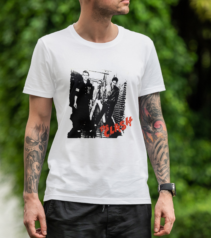 The Clash Punk Band Graphic With Union Jack Patch T-Shirt