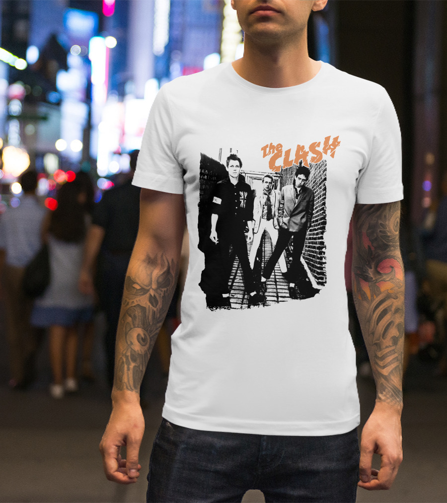 The Clash Black And White Alley Photo Band Members T-Shirt