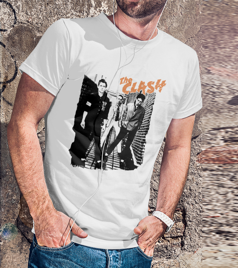 The Clash Black And White Alley Photo Band Members T-Shirt