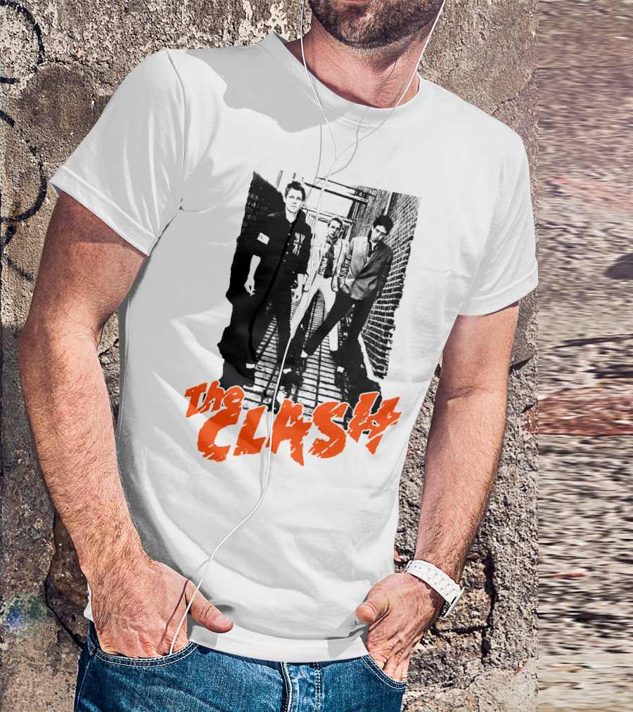 The Clash Band Black And White Alley Photograph With Red T-Shirt