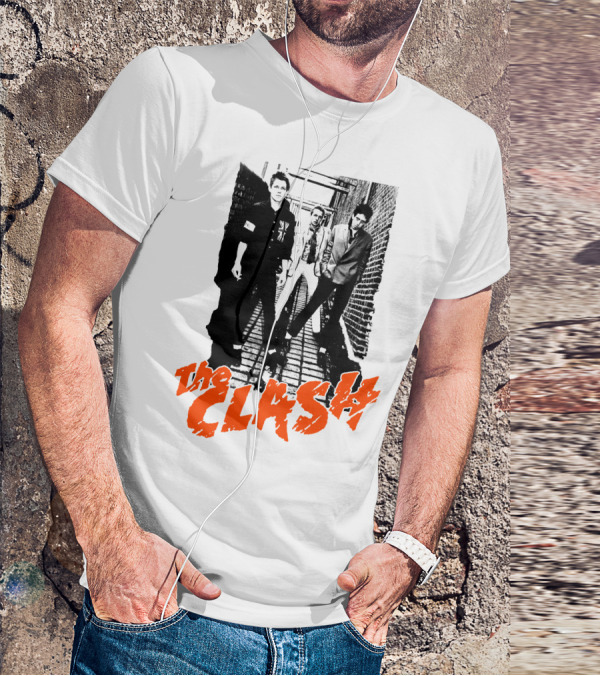 The Clash Band Black And White Alley Photograph With Red T-Shirt