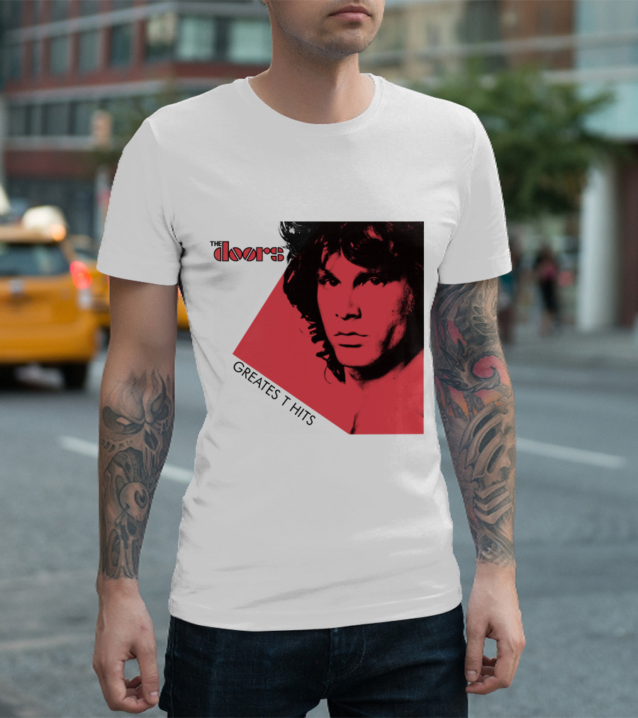 The Doors Greatest Hits Jim Morrison Red And Black T-Shirt