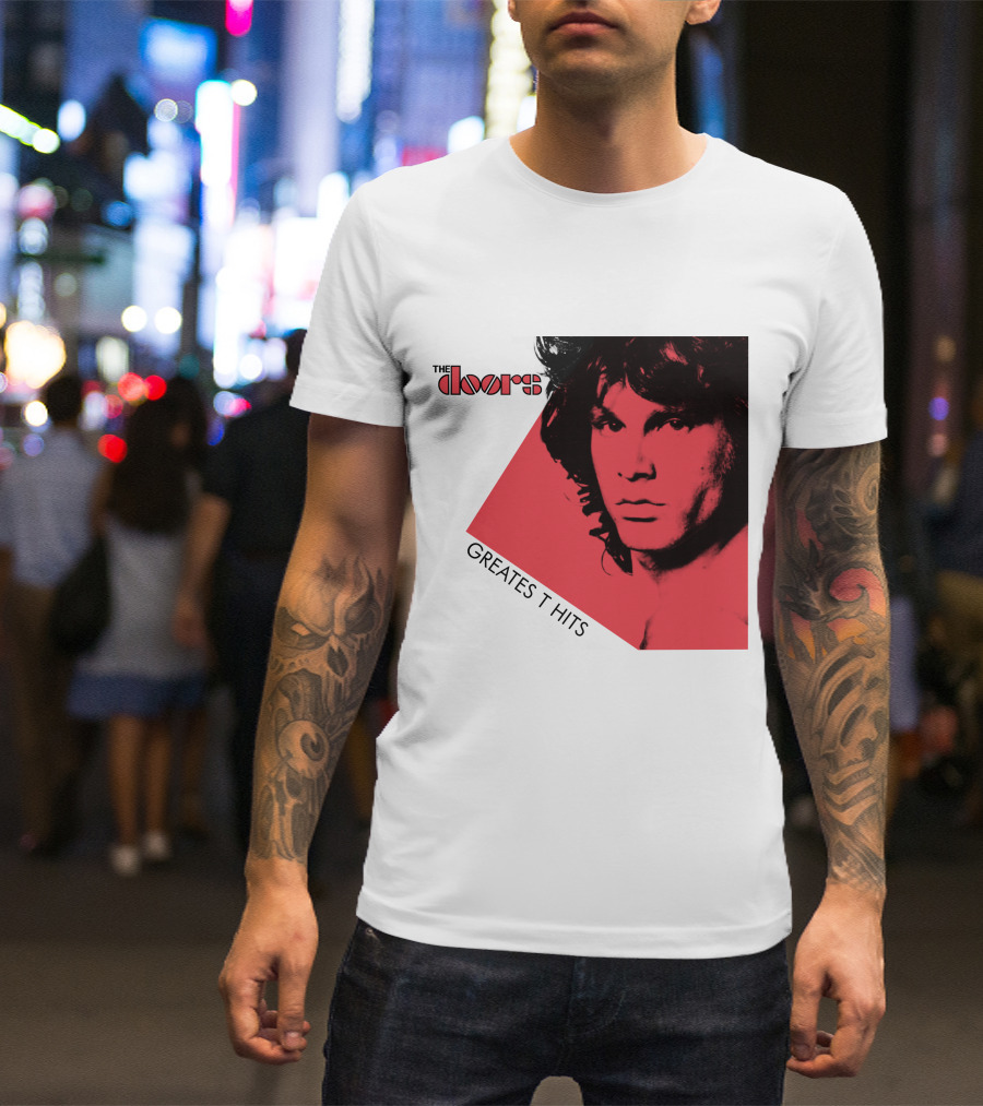 The Doors Greatest Hits Jim Morrison Red And Black T-Shirt
