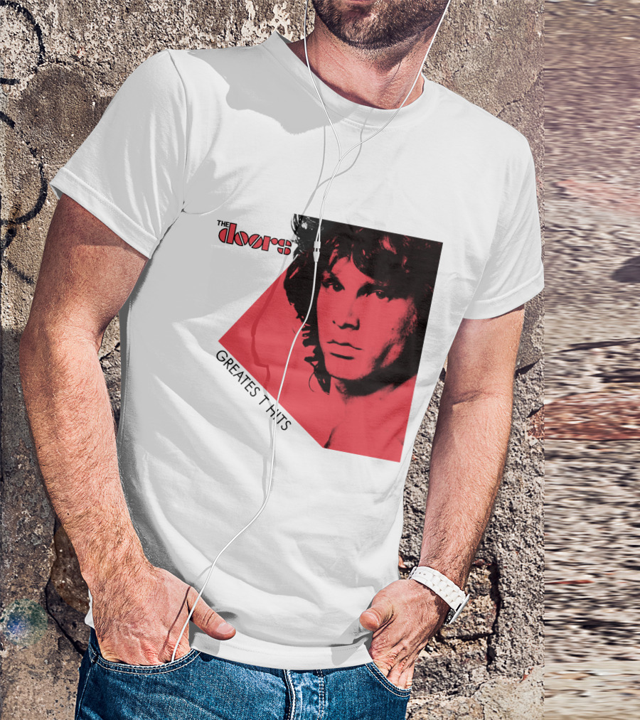 The Doors Greatest Hits Jim Morrison Red And Black T-Shirt