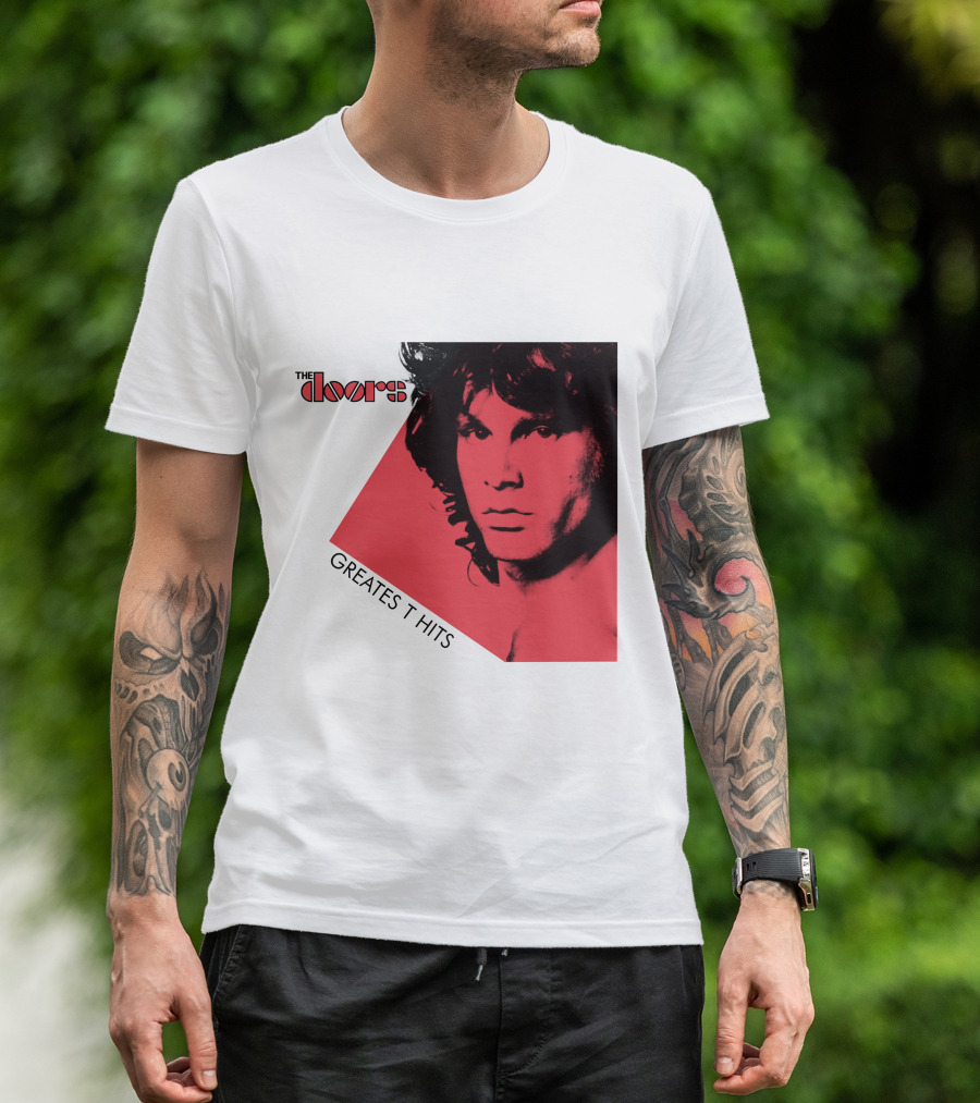 The Doors Greatest Hits Jim Morrison Red And Black T-Shirt