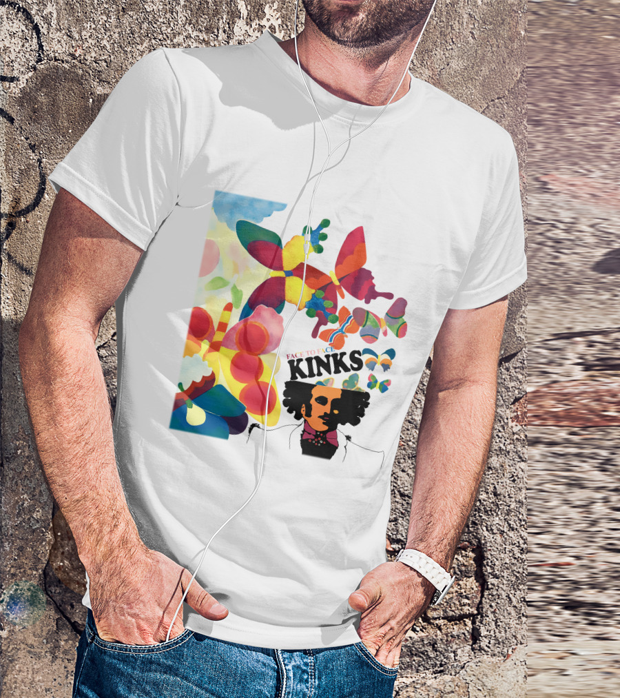 Kinks Face To Face 60S Psychedelic Butterfly Album Cover T-Shirt