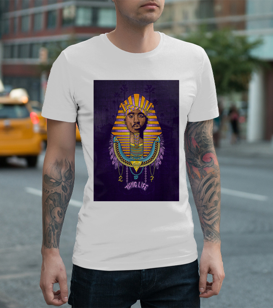 Tupac Pharaoh Thug Life Egyptian Style 27 Palms T-Shirt