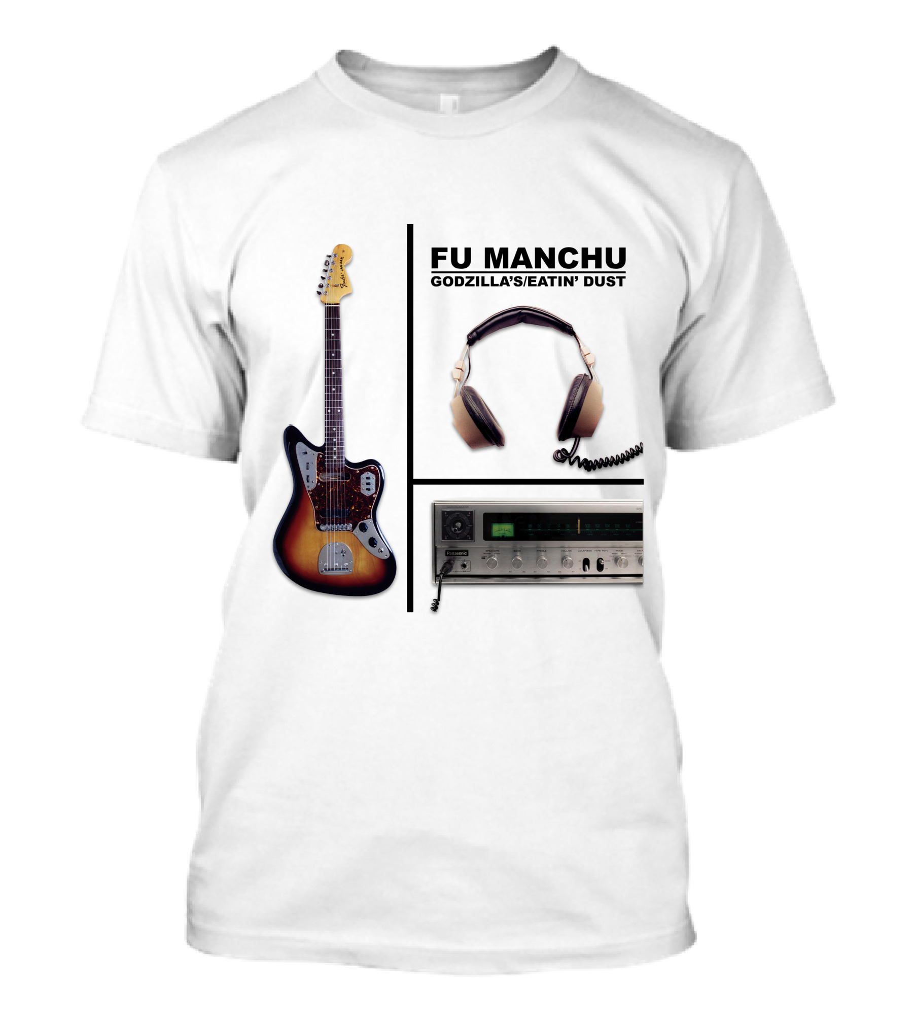 Fu Manchu Godzilla's Eatin' Dust Fmc-17W Guitar Headphones Amp T-Shirt
