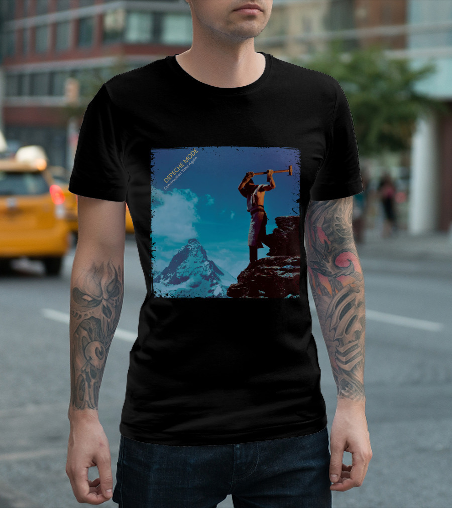 DEPECHE MODE Construction Time Again Worker on Mountain Rugged Skyline T-Shirt