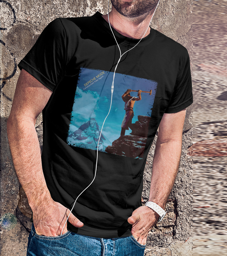 DEPECHE MODE Construction Time Again Worker On Mountain Rugged Skyline T-Shirt