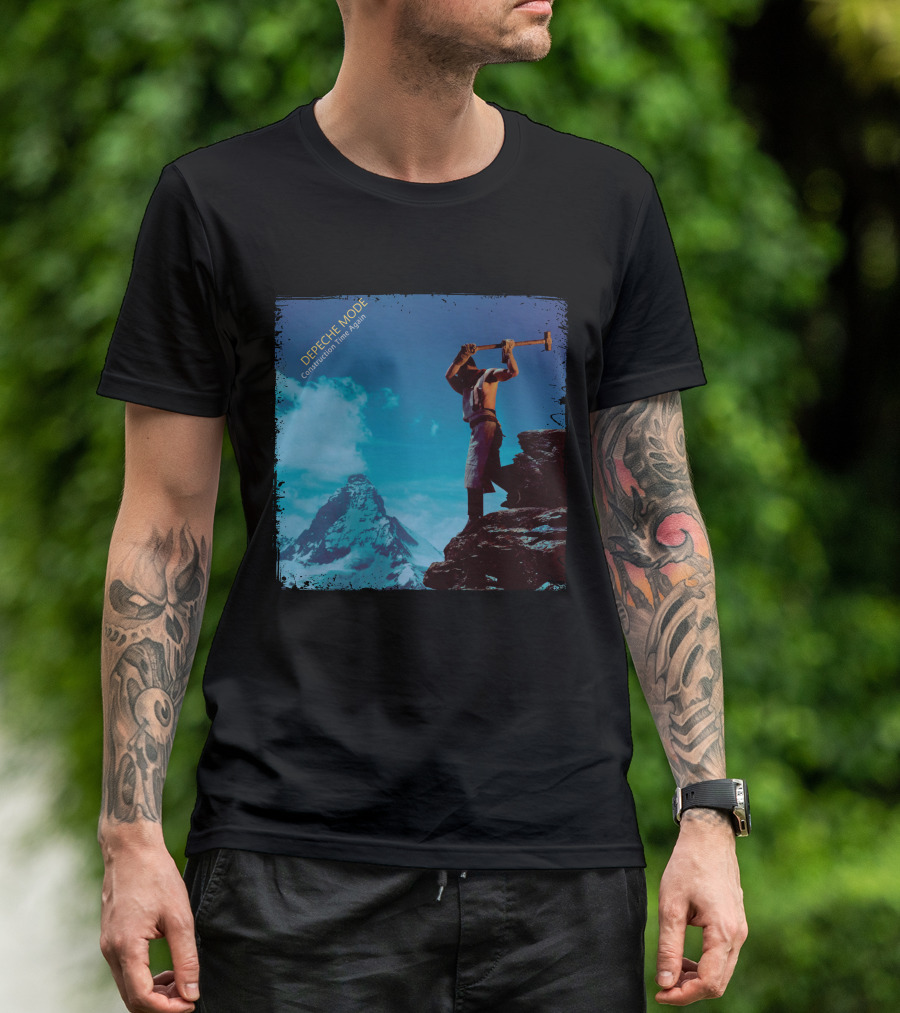 DEPECHE MODE Construction Time Again Worker On Mountain Rugged Skyline T-Shirt