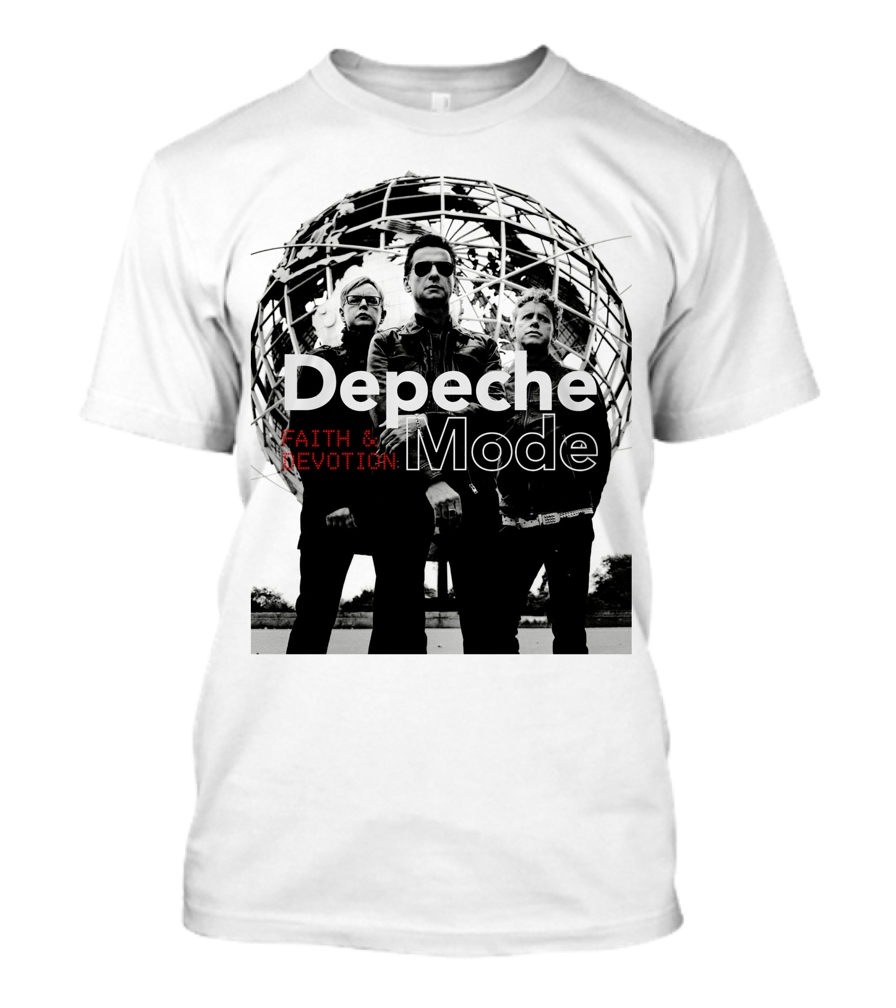 Depeche Mode Faith And Devotion Iconic Band Members In Front Of Unisphere T-Shirt