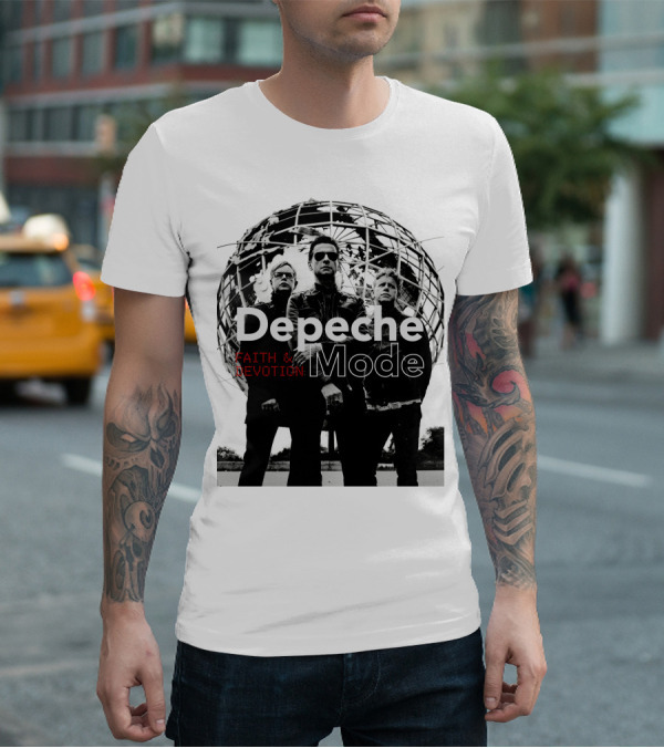 Depeche Mode Faith And Devotion Iconic Band Members In Front Of Unisphere T-Shirt