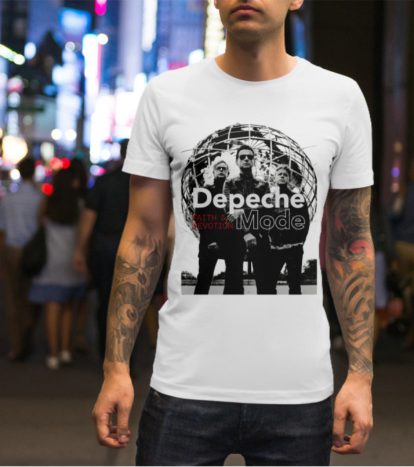 Depeche Mode Faith And Devotion Iconic Band Members In Front Of Unisphere T-Shirt