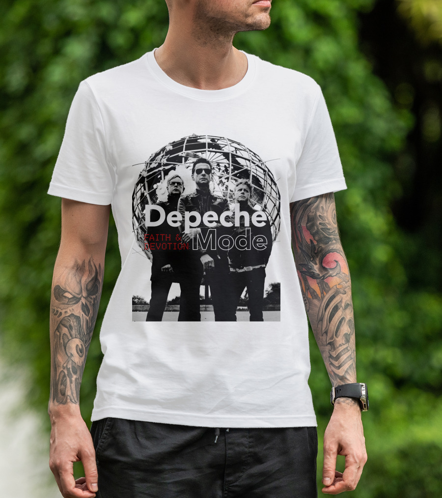 Depeche Mode Faith And Devotion Iconic Band Members In Front Of Unisphere T-Shirt