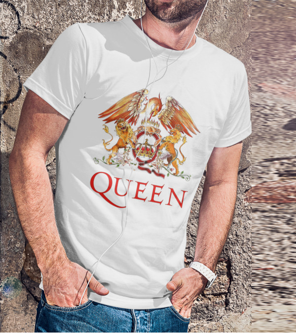 Queen Crest Logo With Two Lions And Phoenix T-Shirt
