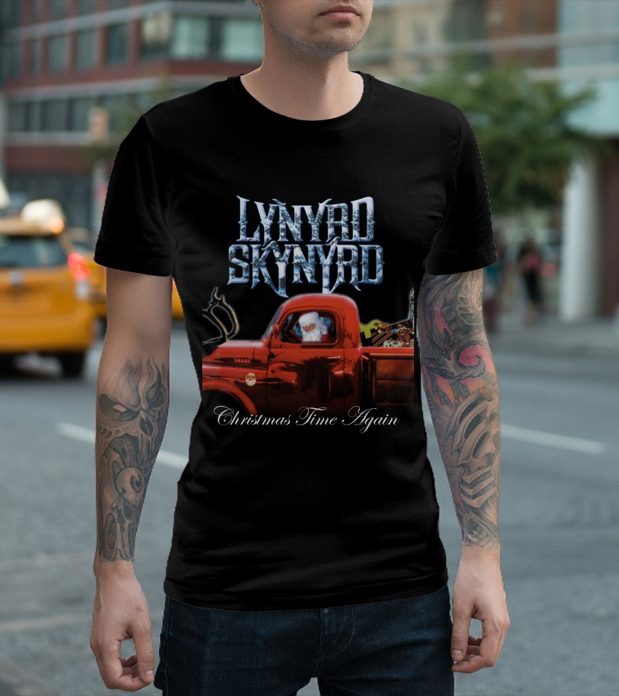 Lynyrd Skynyrd Christmas Time Again Santa In Red Truck T-Shirt