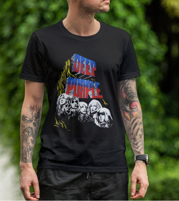 Deep Purple Iconic Band Illustration Album Cover Style T-Shirt
