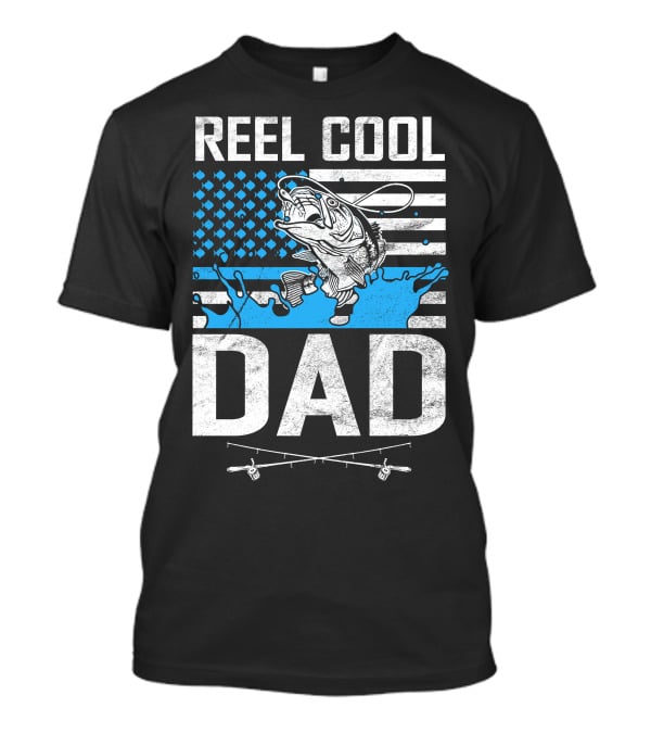 Reel Cool Dad American Flag Fish T-Shirt