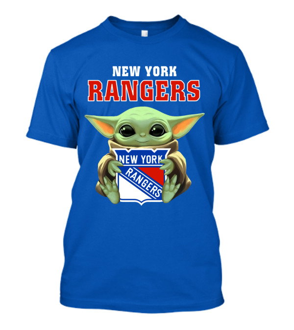 New York Rangers Baby Yoda Holding Team T-Shirt