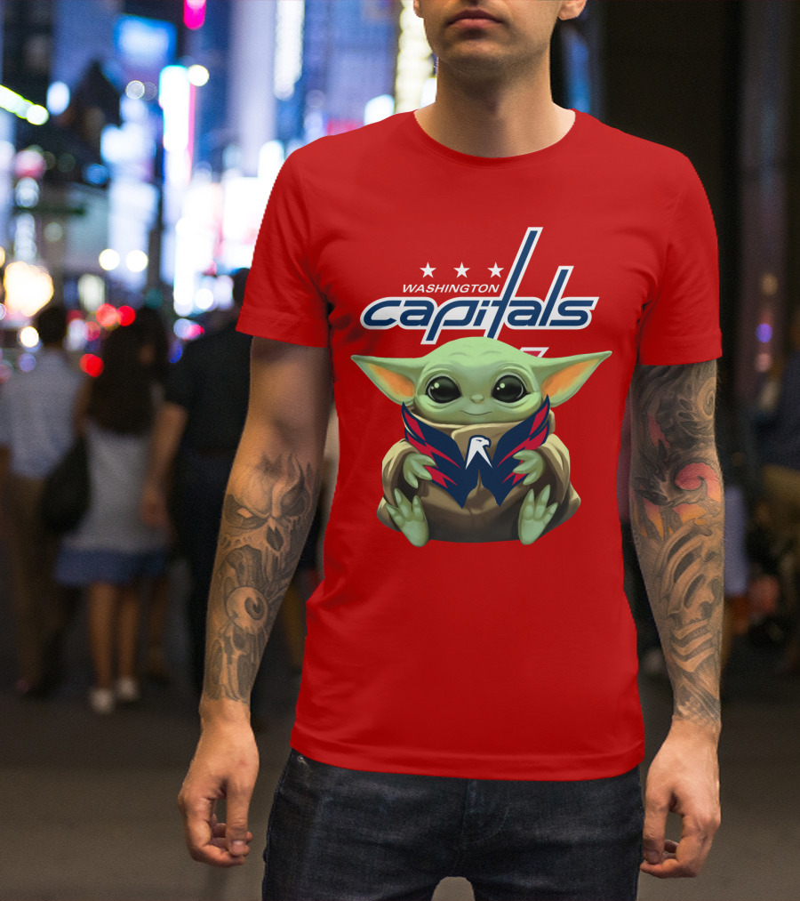 Washington Capitals Baby Yoda NHL Hockey Mandalorian Crossover T-Shirt