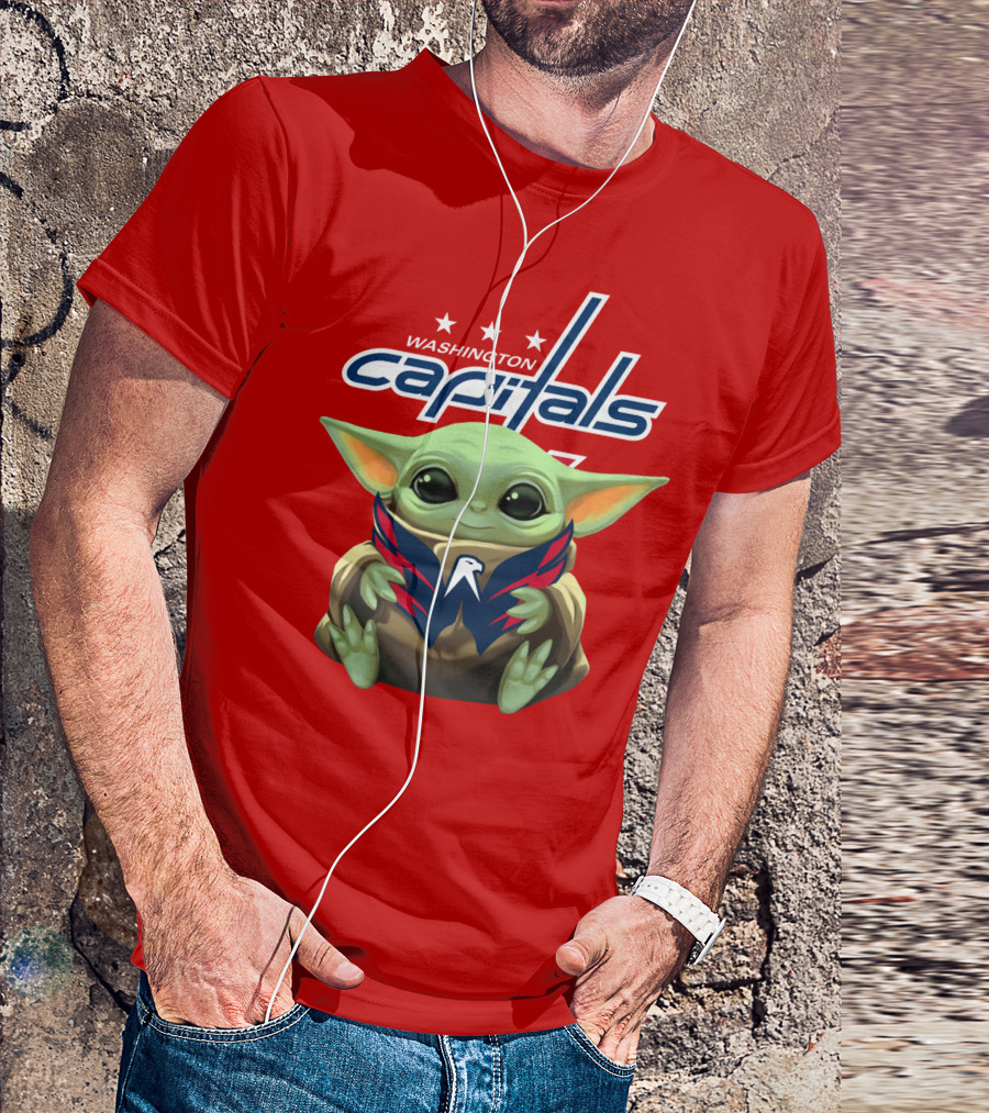 Washington Capitals Baby Yoda NHL Hockey Mandalorian Crossover T-Shirt