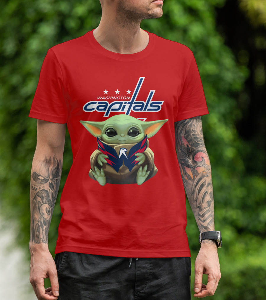 Washington Capitals Baby Yoda NHL Hockey Mandalorian Crossover T-Shirt