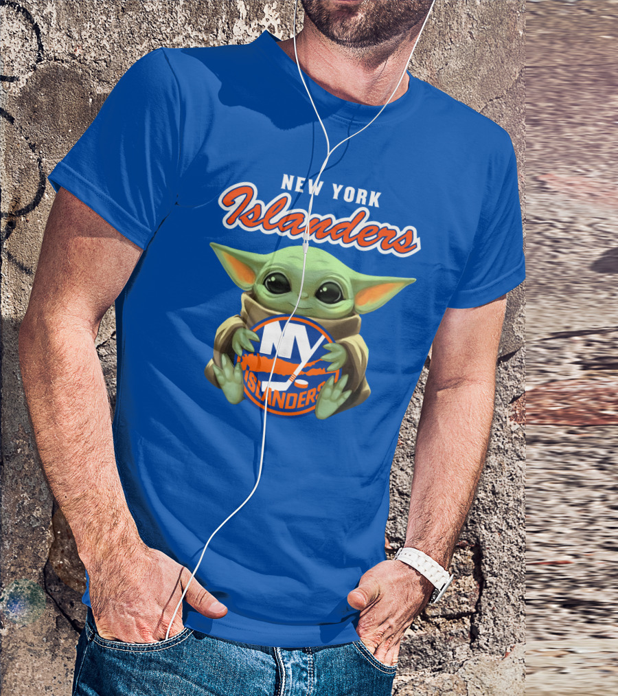 New York Islanders Baby Yoda Holding NY Islanders T-Shirt